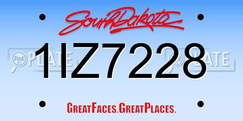 1IZ7228 South Dakota License Plate