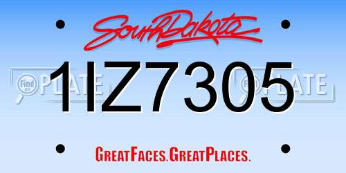 1IZ7305 South Dakota License Plate