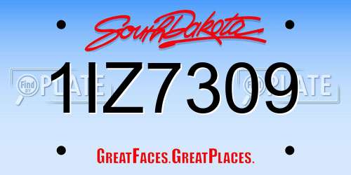 1IZ7309 South Dakota License Plate