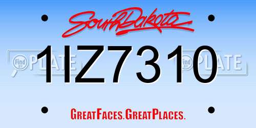 1IZ7310 South Dakota License Plate