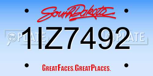 1IZ7492 South Dakota License Plate
