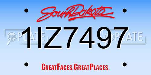 1IZ7497 South Dakota License Plate