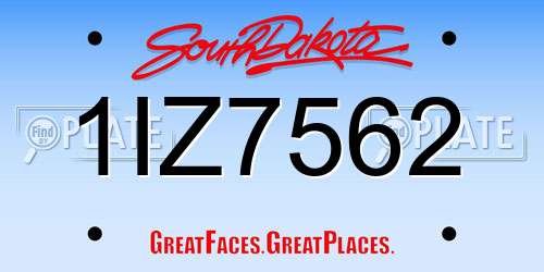 1IZ7562 South Dakota License Plate