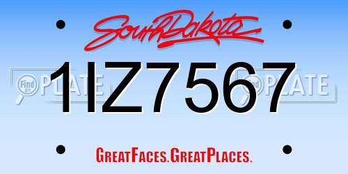 1IZ7567 South Dakota License Plate