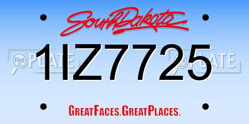 1IZ7725 South Dakota License Plate