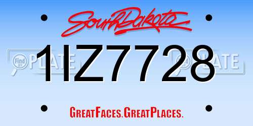 1IZ7728 South Dakota License Plate