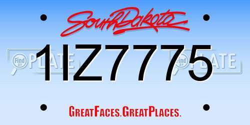 1IZ7775 South Dakota License Plate