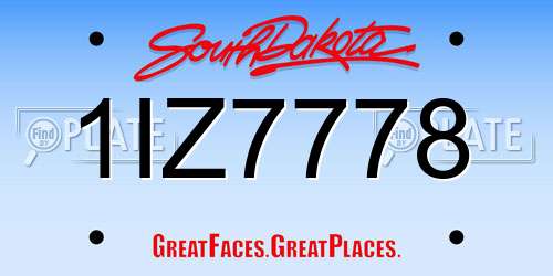 1IZ7778 South Dakota License Plate