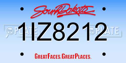 1IZ8212 South Dakota License Plate