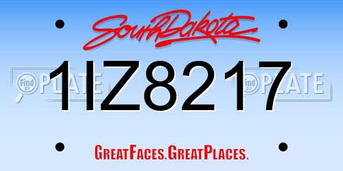 1IZ8217 South Dakota License Plate