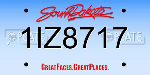 1IZ8717 South Dakota License Plate