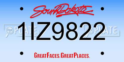 1IZ9822 South Dakota License Plate