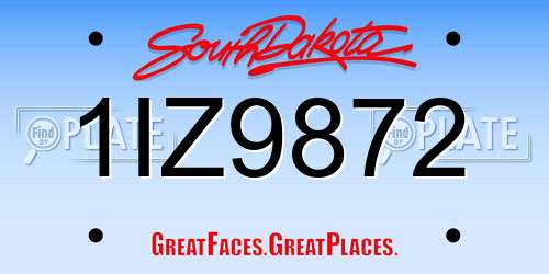 1IZ9872 South Dakota License Plate