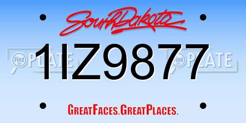 1IZ9877 South Dakota License Plate