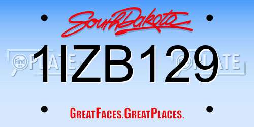1IZB129 South Dakota License Plate