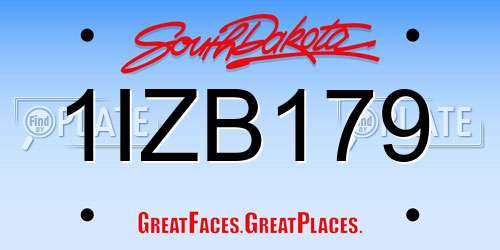 1IZB179 South Dakota License Plate