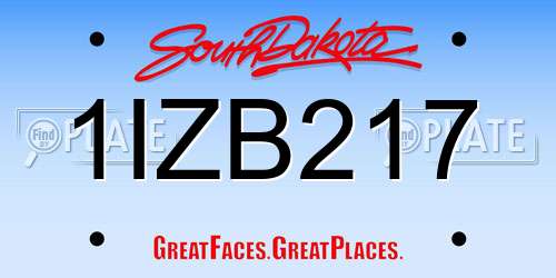 1IZB217 South Dakota License Plate