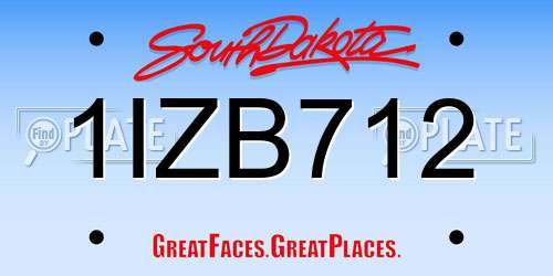 1IZB712 South Dakota License Plate
