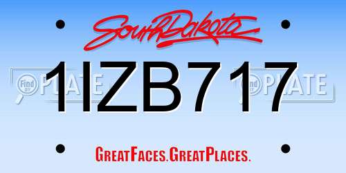 1IZB717 South Dakota License Plate