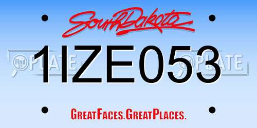 1IZE053 South Dakota License Plate