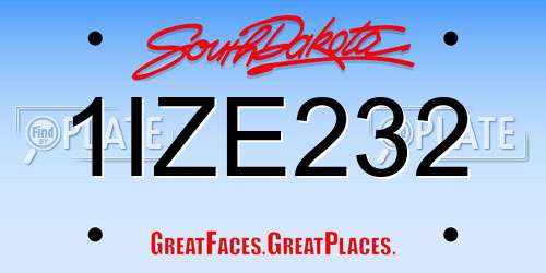 1IZE232 South Dakota License Plate