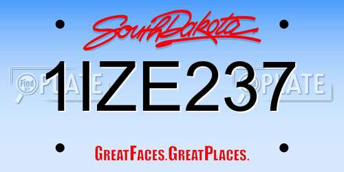 1IZE237 South Dakota License Plate