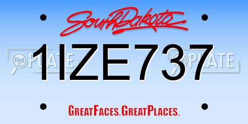 1IZE737 South Dakota License Plate