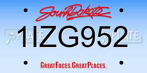 1IZG952 South Dakota License Plate