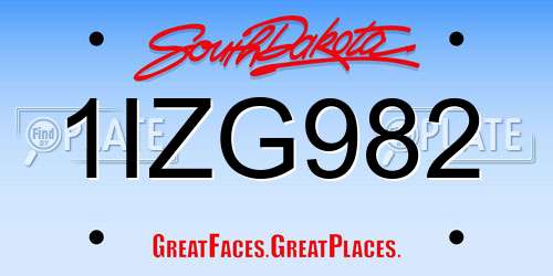1IZG982 South Dakota License Plate