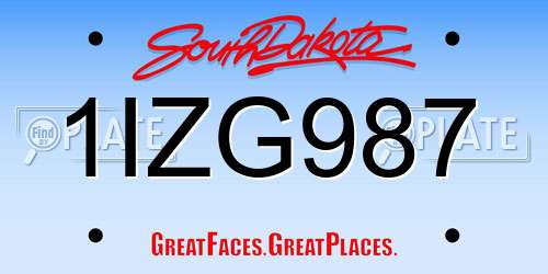 1IZG987 South Dakota License Plate