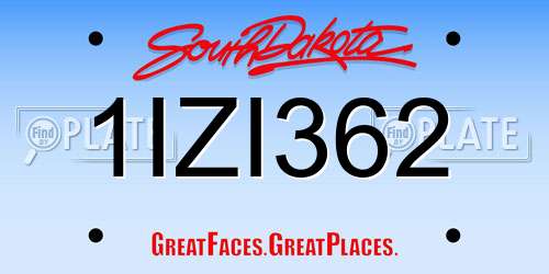 1IZI362 South Dakota License Plate