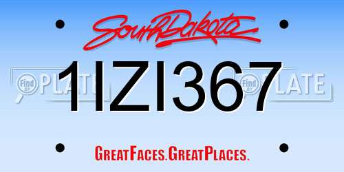 1IZI367 South Dakota License Plate