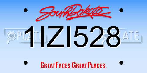 1IZI528 South Dakota License Plate