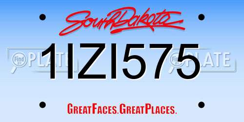 1IZI575 South Dakota License Plate