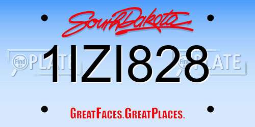 1IZI828 South Dakota License Plate
