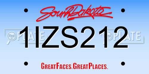 1IZS212 South Dakota License Plate