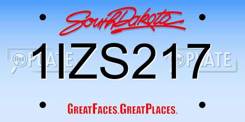 1IZS217 South Dakota License Plate