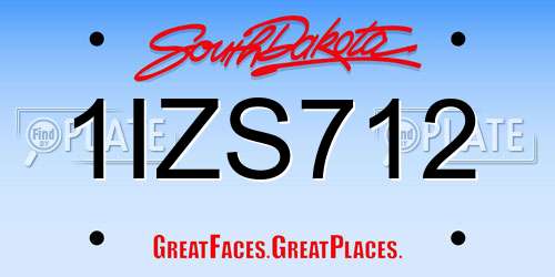 1IZS712 South Dakota License Plate
