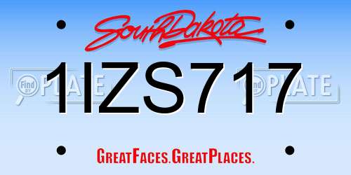 1IZS717 South Dakota License Plate
