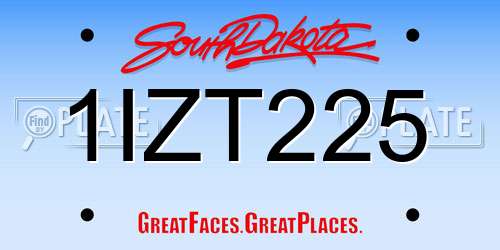1IZT225 South Dakota License Plate
