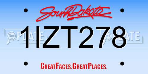 1IZT278 South Dakota License Plate