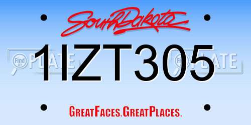 1IZT305 South Dakota License Plate
