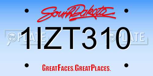 1IZT310 South Dakota License Plate