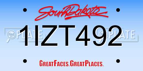 1IZT492 South Dakota License Plate