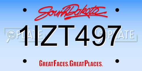 1IZT497 South Dakota License Plate