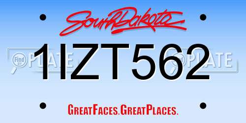 1IZT562 South Dakota License Plate