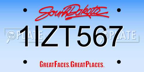 1IZT567 South Dakota License Plate