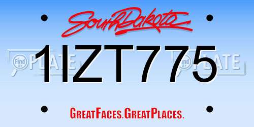 1IZT775 South Dakota License Plate