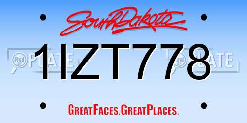 1IZT778 South Dakota License Plate