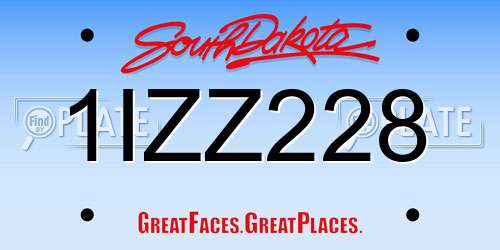 1IZZ228 South Dakota License Plate